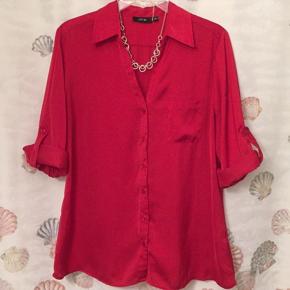 Red Button Down Top by Apt 9 Large - Picture 8 of 8